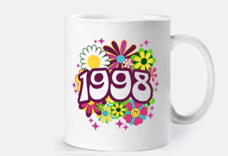 Cup Groovy Retro 1998 Woman 25th Birthday