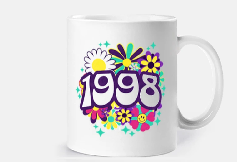 Cup Groovy Retro 1998 Woman 25th Birthday