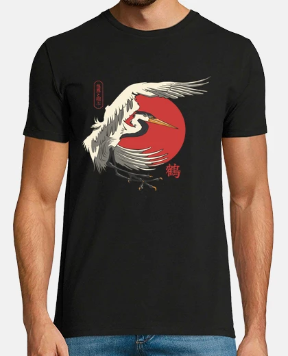 Tee-shirt grue japonaise japon soleil rouge
