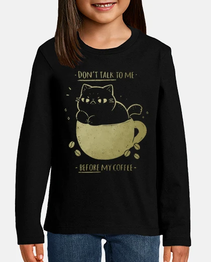 Kids Grumpy Cat before drinks Coffee