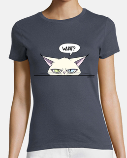 grumpy white cat woman t-shirt