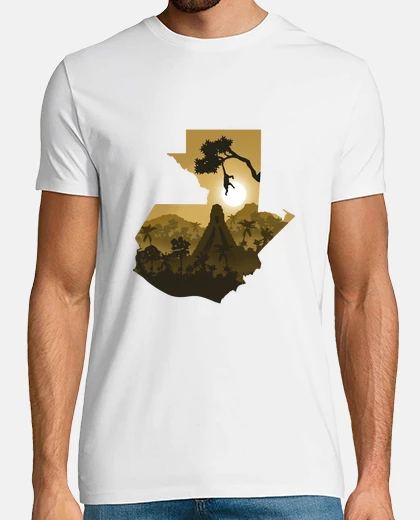 Camiseta Guatemala mapa y paisaje