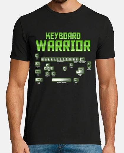T-shirt guerriero tastiera pc gamer informatica videogiochi guerra
