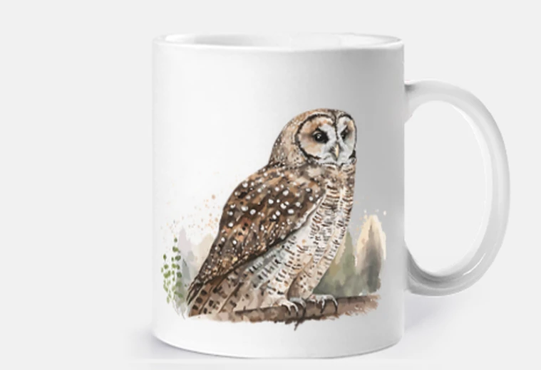 Tazza gufi notturni grigi personalizzabile foresta tazza caffè tè