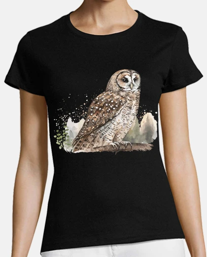 T-shirt gufo notturno grigio gufi foresta boho bohémien