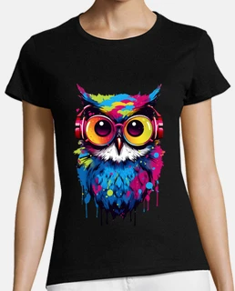 gufo colorato con le cuffie