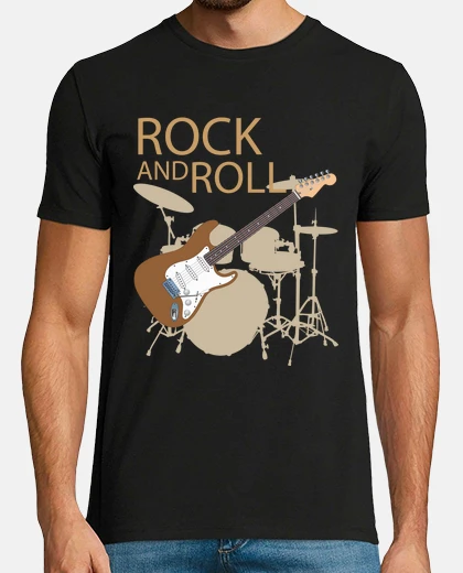Tee-shirt guitare rock and roll marron