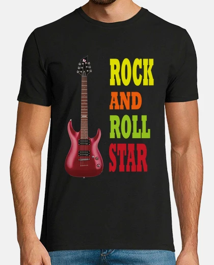 Tee-shirt guitare rock rouge