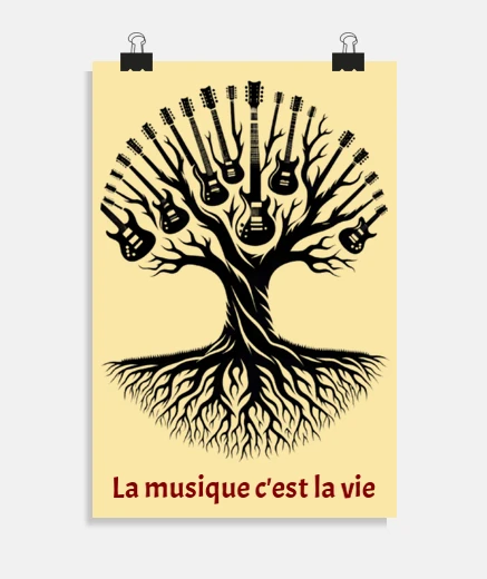 guitarra árbol de la vida músico personalizado estudio sala de estar oficina stand la música es vida