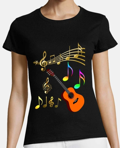 Playera Guitarra con notas musicales