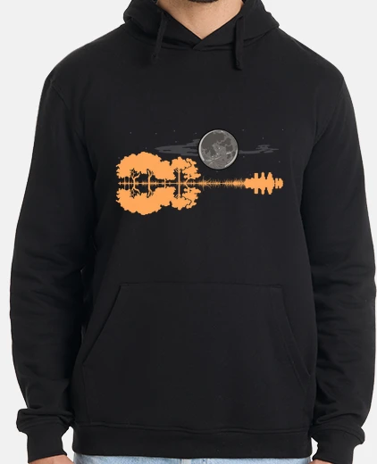 Sudadera Guitarra Paisaje Árboles Lago Luna Llena Guitarrista Flamenco
