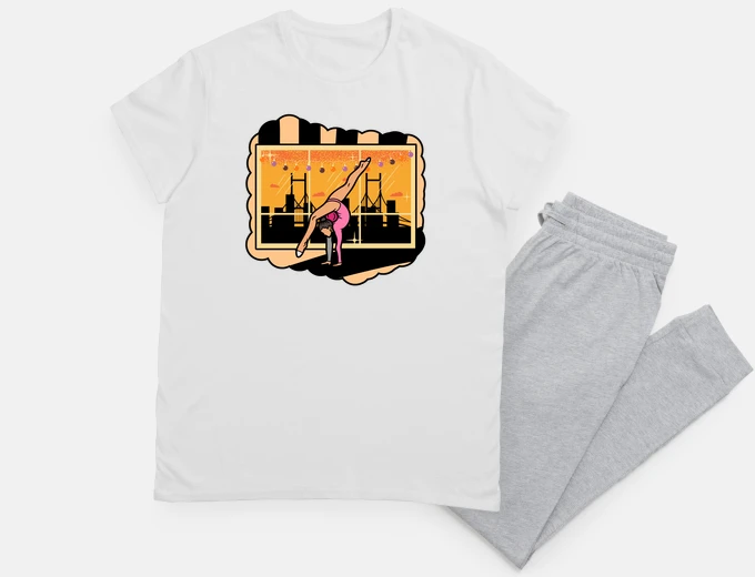 Pajama gymnast handstand retro