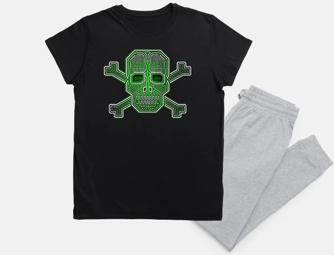 Pajama hacker skull crossbones