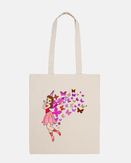 Bolsa hada con las mariposas de color rosa