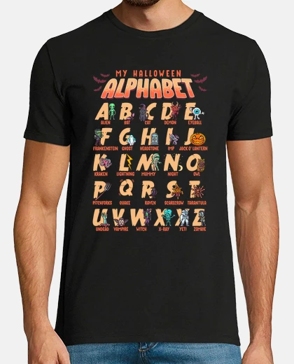 T-shirt halloween alphabet in english fun cool