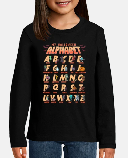 Kids halloween alphabet in english funny ghosts