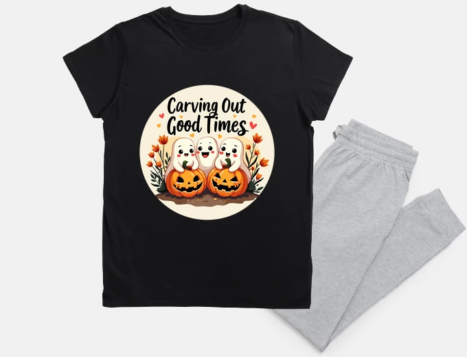 Pajama Halloween Ghost and Jack O Lantern