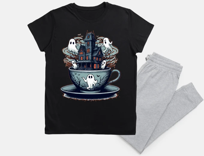 Pajama Halloween Haunted Tea Cup