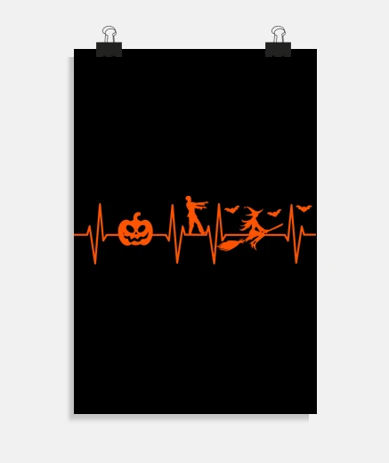 Poster halloween heartbeat gift
