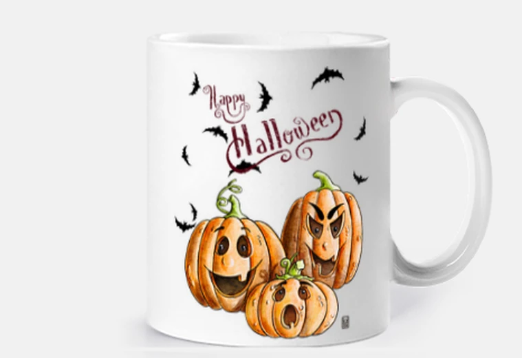 Cup halloween mug 3 pumpkins