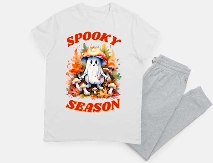 Pyjama halloween mushroom disguised as a ghost