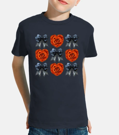 Kids Halloween Orange Roses and Black Coquetes short sleeve