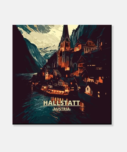 Tableau Hallstatt dans la nuit Autriche