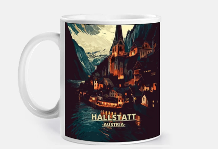 Taza hallstatt en la noche austria