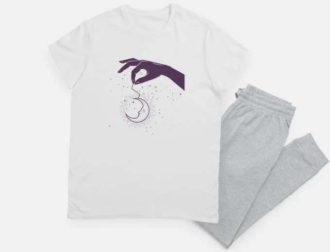 Pyjama hand holding a moon