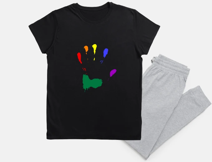 Pyjama hand trace paint rainbow gift