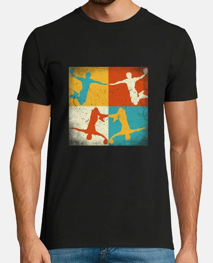 Tee-shirt handball pratique rétro carrés