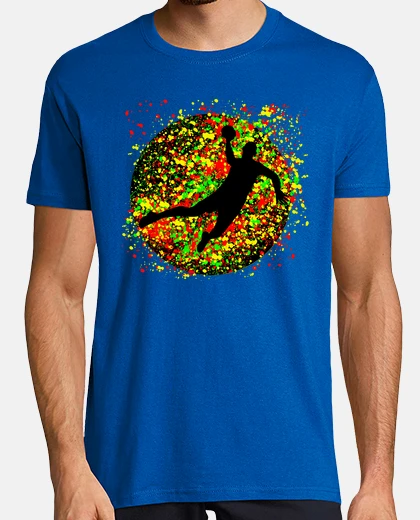 Tee-shirt handballeur sur fond coloré