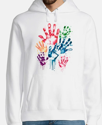 Hoodie hands colorful prints wall dj dancefloor