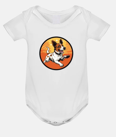 Kids happy and playful jack russell dog