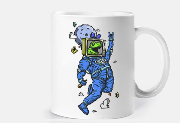Cup happy astronaut