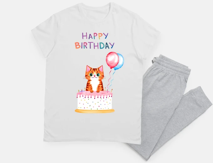 Pyjama Happy Birthday Cat - Gift idea, funny,