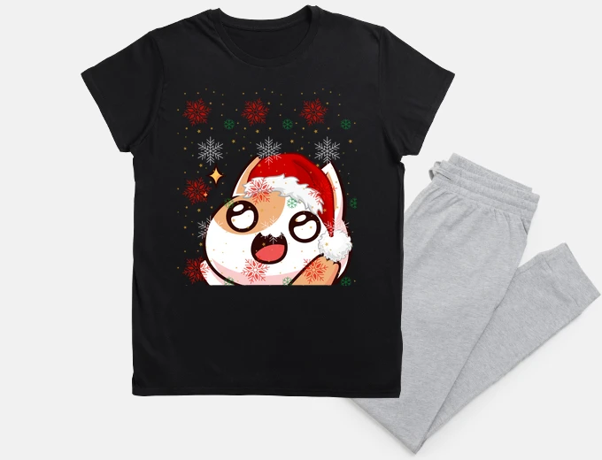 Pajama happy cat seeing snowflakes