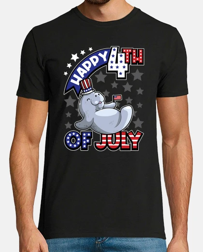 Camiseta Happy Fourth Of July  Manatee USA Flag