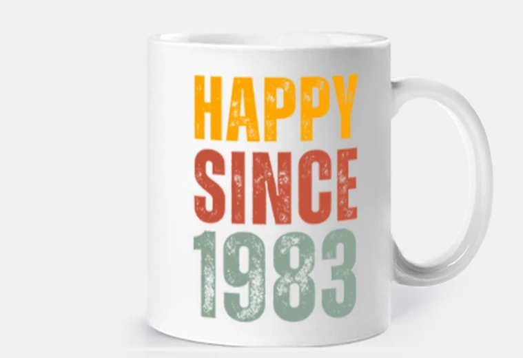 Cup happy since 1983 vintage birthday gift
