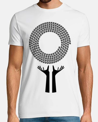 T-shirt hashtag hashtag mano di supporto