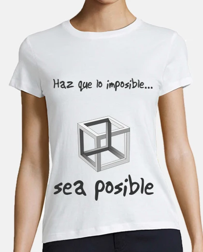 Playera Haz posible lo imposible clara (Cubo, mujer)