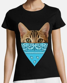 head face cat bandana blue