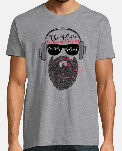 T-shirt headphones musica hipster beard