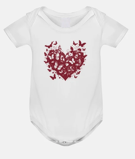 Kids heart butterflies flight cloud carmine baby body onesie