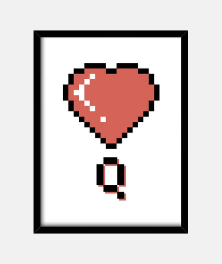 Framed heart queen black outline