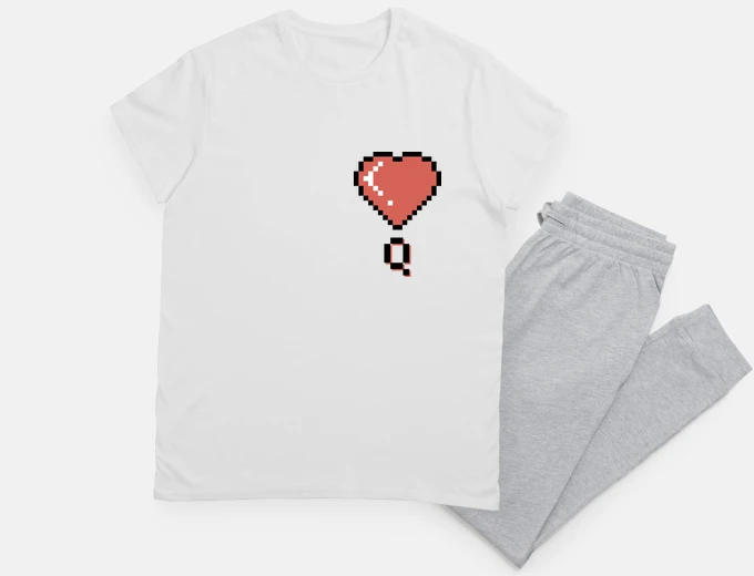 Pyjama heart queen black outline