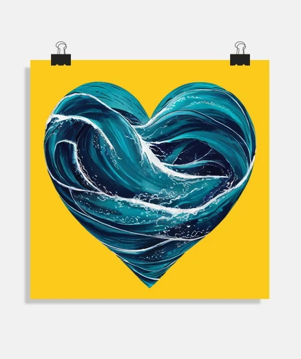 Poster heart surf spot big waves van posters office living room shop store sport stand posters