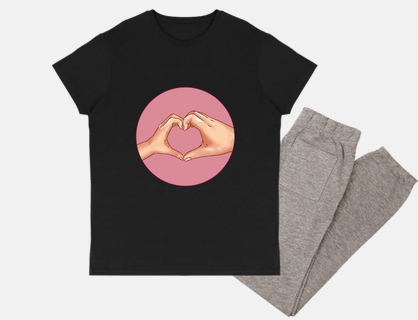 heart with hands sign of love, customizable, babydoll, night top,