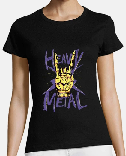 Playera heavy metal mano cornuta esqueleto mano