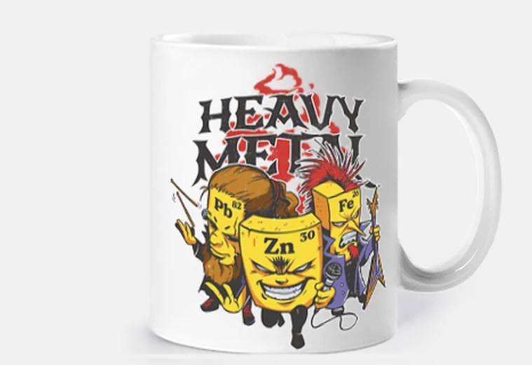 Taza Heavy Metal Música Rock Símbolos Tabla Periódica Química Metales